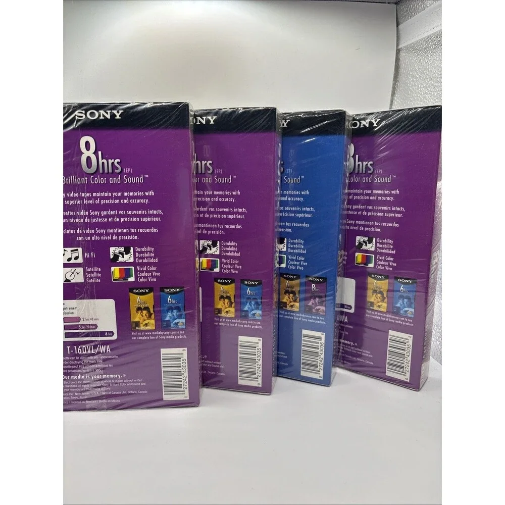 Lot of 4 Sony Premium Grade T-160 VHS Blank Video Tapes New Sealed 3 8 Hour EP